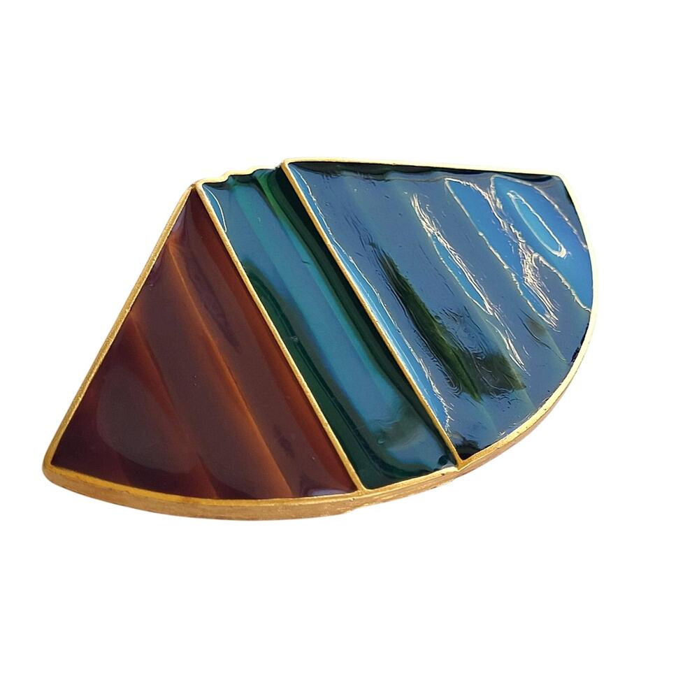 Trifari Modernist Enamel Brooch (Matsumoto Style) 1980s